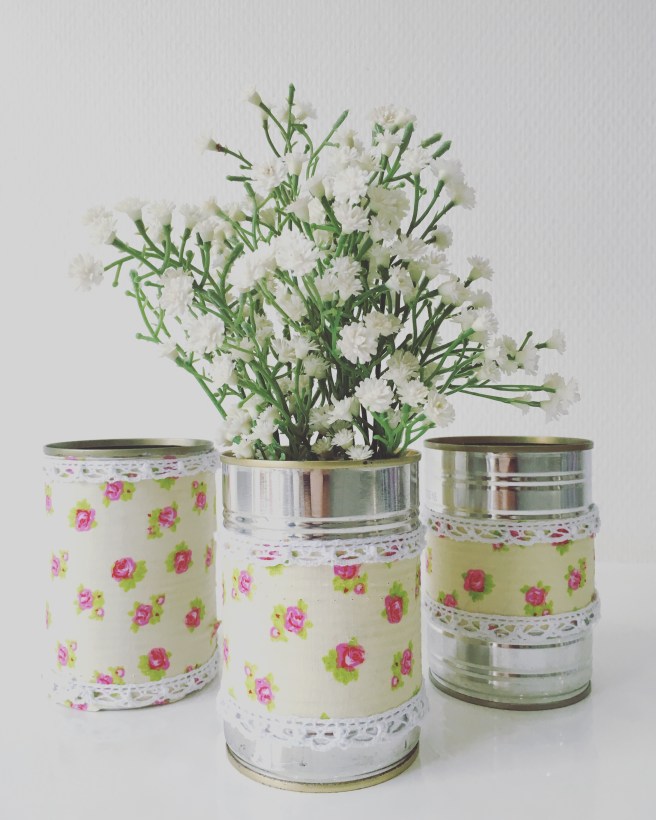 yellow upcycled cans