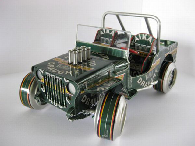 Upcycled can jeep