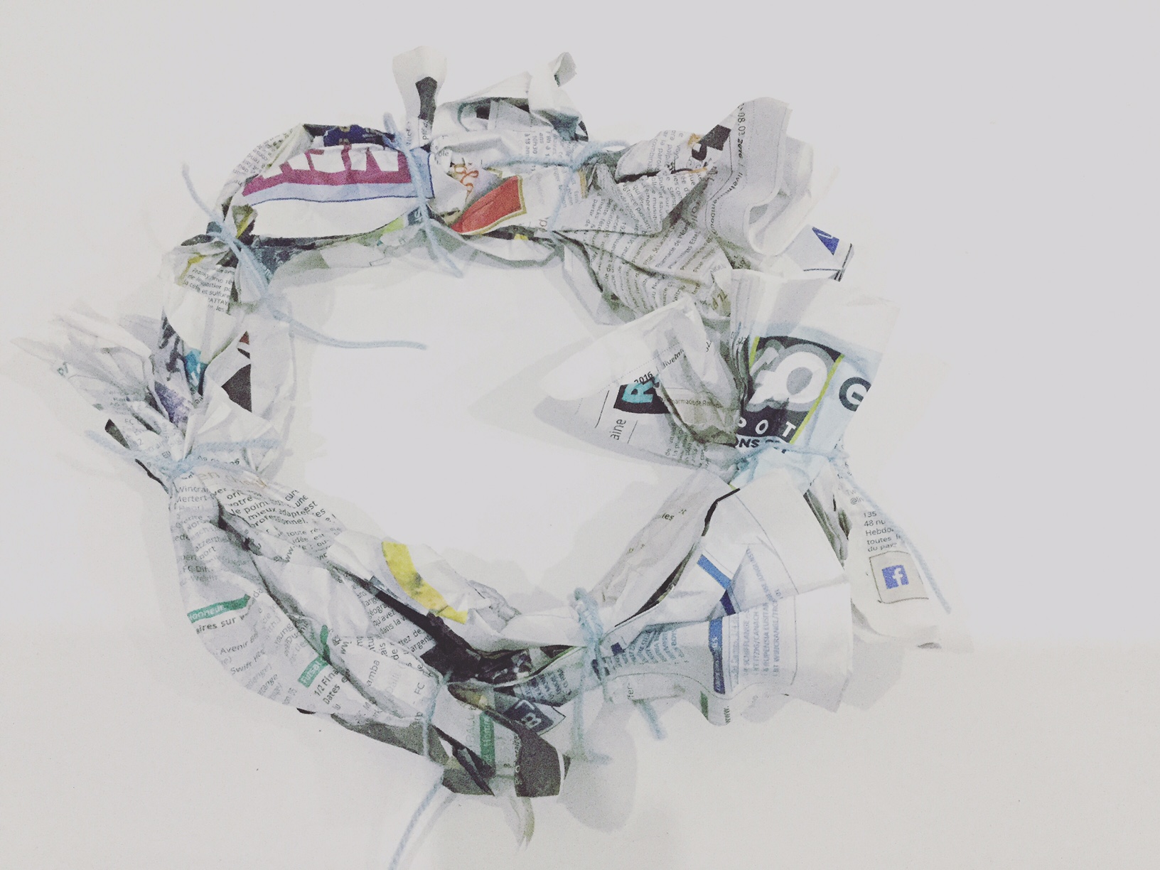 DIY newspaper wreath